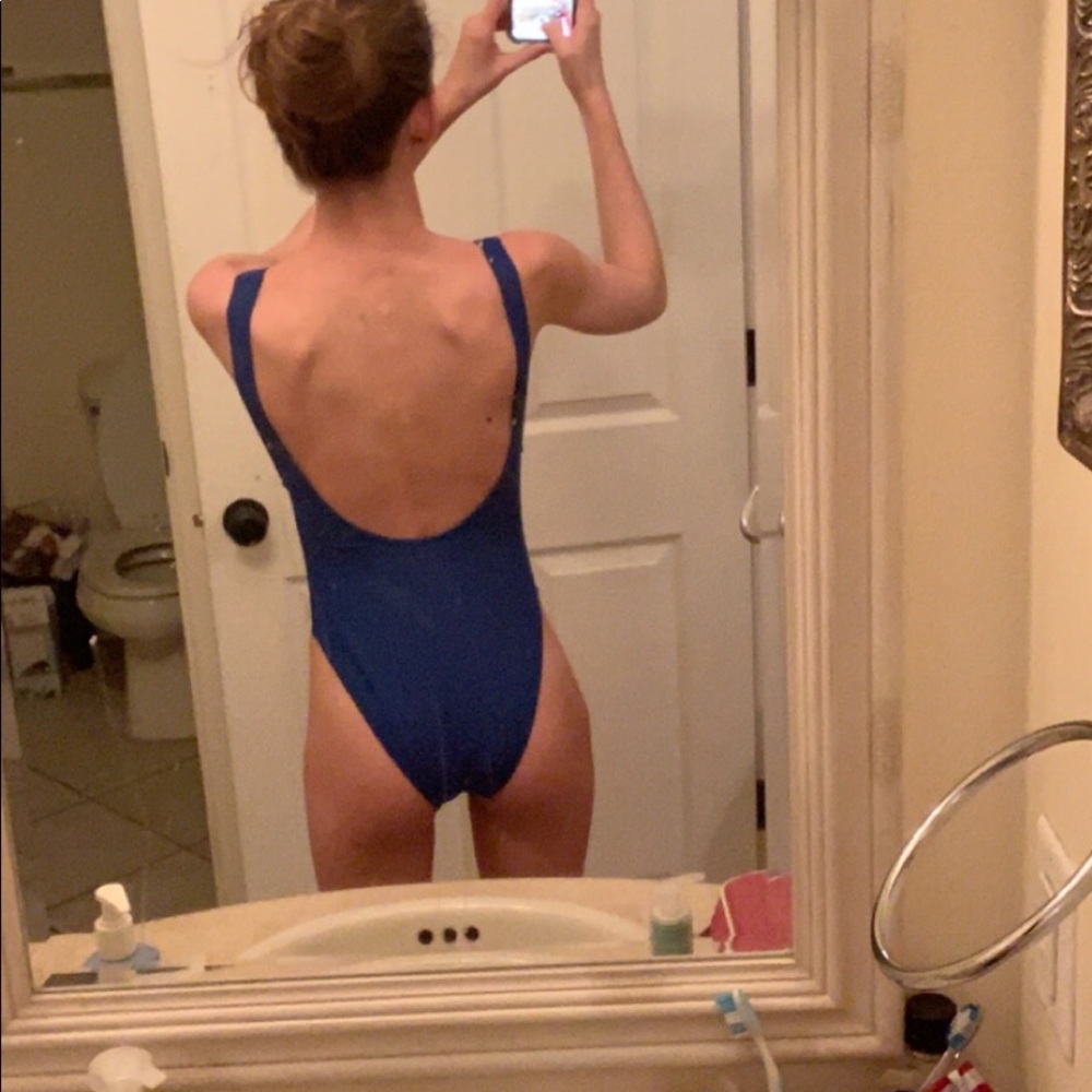 Electric blue one piece swimsuit